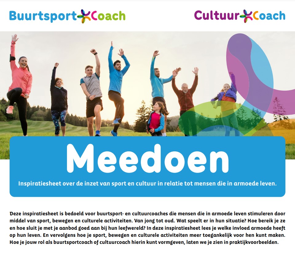 Inspiratiesheet Meedoen – over de inzet van sport en cultuur in relatie tot mensen die in armoede leven